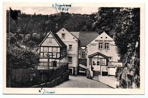 Ak Sommerfrische Schmilka Gasthaus zur Mühle 1948 Sächsische Schweiz