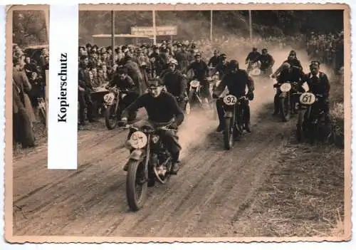 Foto Langenweddingen bei Oscherslebe Motorrad Rennen Motor Cross Oldtimer 1950