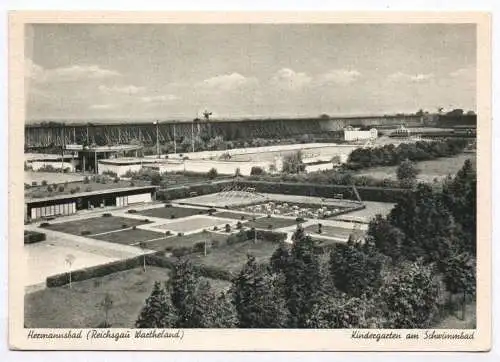 Ak Hermannsbad Reichsgau Wartheland Kindergarten am Schwimmbad 1930er