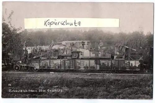 Foto Ak Eisenbahngeschütze Beute Geschütz 38 cm Frankreich 1 Wk Soldaten