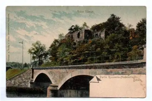 Litho Ak Partie Rosswein Niederstriegis Döbeln Ruine Kämpe