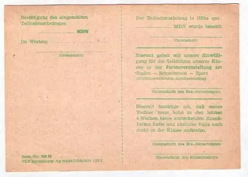 Junge Pioniere Ferienreisepass Ferienausweis blanko 1966 DDR Ausweis JP