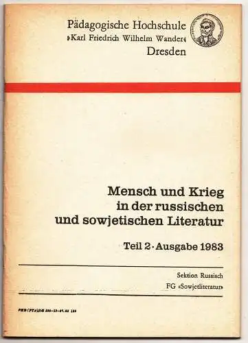 Heft Hochschule Karl Friedrich Wilhelm Wander Dresden russische Literatur 1983 