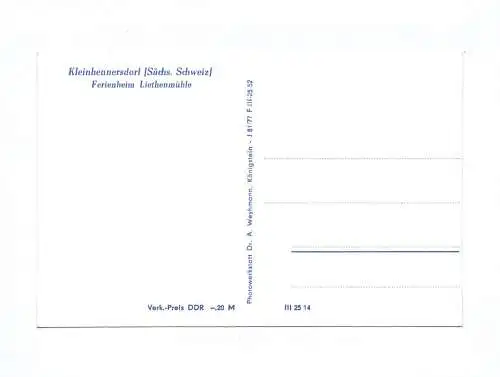 Ak Kleinhennersdorf Sächsische Schweiz Ferienheim Liethenmühle