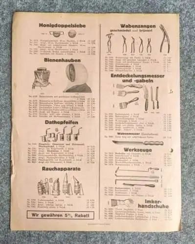 Deutsche Bienenzucht Zentrale Thüringen DR Preisliste