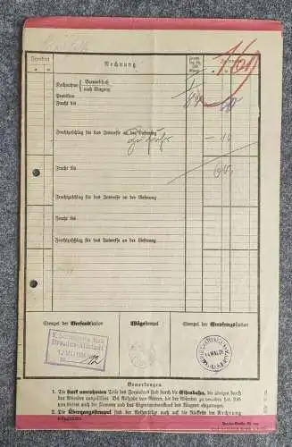 Eilfrachtbrief 1906 Bärenstein Glashütte Stempel Staatseisenbahn