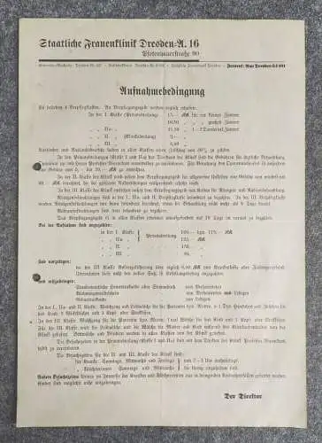 Staatliche Frauenklinik Dresden DR Aufnahmebedingung