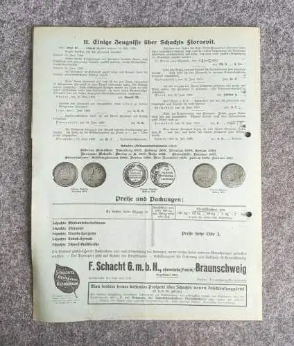 Altes Infoblatt Prospekt Wissenswertes über Schachts Pflanzenschutz Präparate