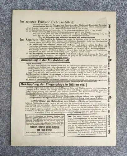 Alte allgemeine Gebrauchsanweisung Schachts Obstbaumkarbolineum