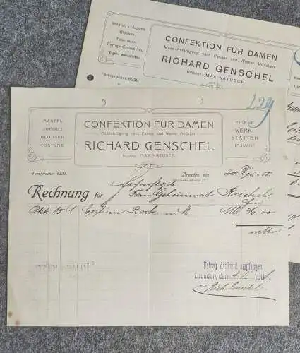 3x alte Rechnung 1908 1910 Confektion für Damen Dresden