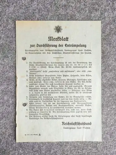 Altes Merkblatt zur Durchführung der Entrümpelung Sachsen