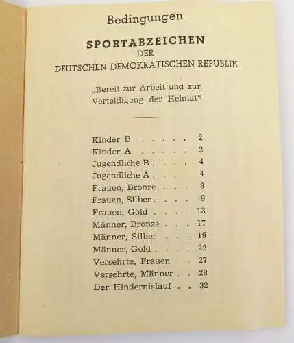 Sportabzeichen der DDR Manuskript 1958 Heft