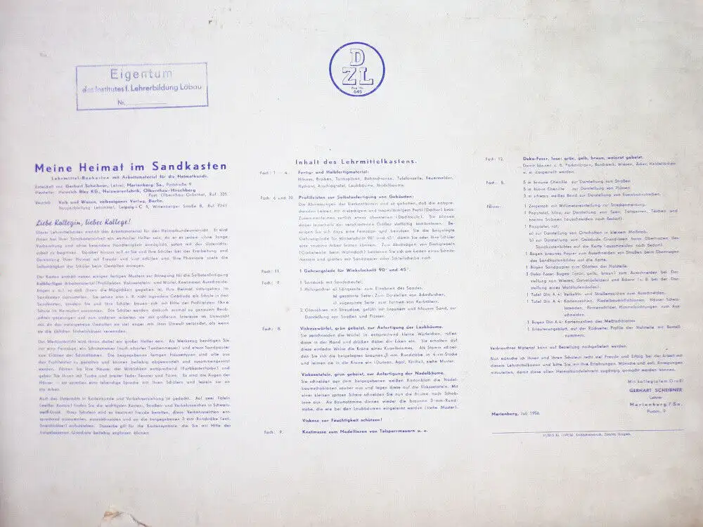 Meine Heimat im Sandkasten 1956 Lehrmittel Baukasten Scheibner Marienberg  2