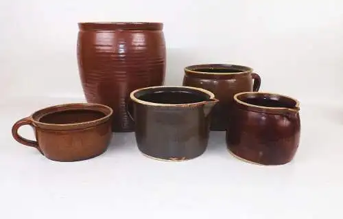 Keramik Gefäß Krug Set 5 Stück Deko Pflanzgefäß Bäuerlich Shabby