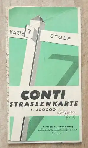 Alte Continental Straßenkarte 1:300000 Landkarte 23 Stolp Pommern