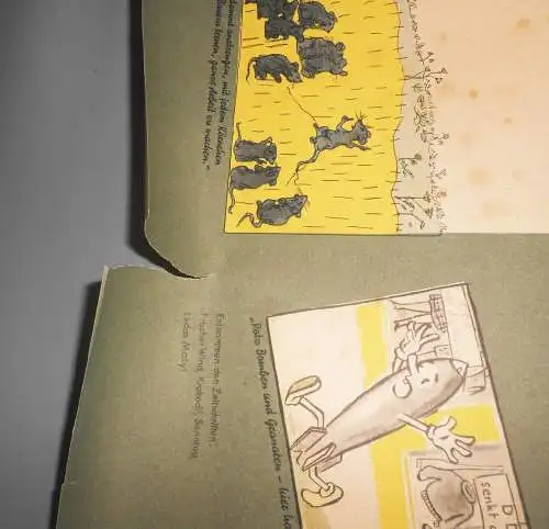 DDR Plakat um 1950 Bunter Bilder Bogen 3 Propaganda gegen Amerika Karikaturen