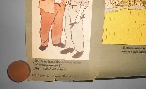 DDR Plakat um 1950 Bunter Bilder Bogen 3 Propaganda gegen Amerika Karikaturen