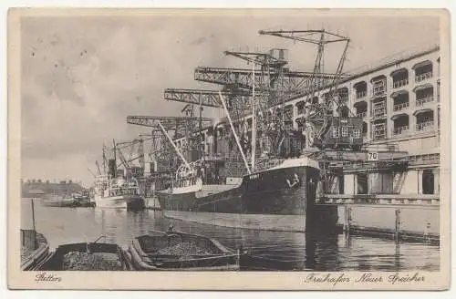 Ak Stettin Freihafen Neuer Speicher Pommern um 1940 ! (A2926