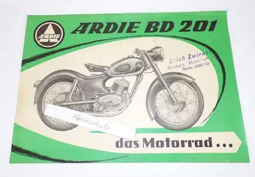 Ardie BD201 das Motorrad Reklame Druck Print Sammler 