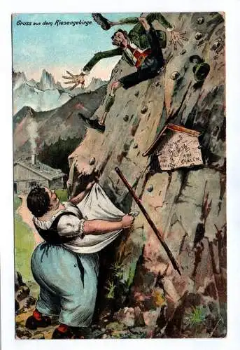 Scherz Ak Gruß aus dem Riesengebirge 1915