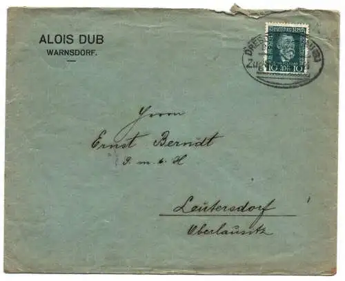 Brief Alois Dub Warnsdorf an Ernst Berndt GmbH Leutersdorf