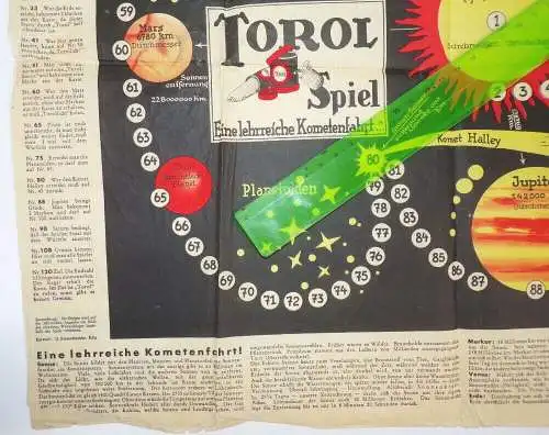 Altes Torol Glühstrumpf Brettspiel Kosmos Weltall Kometenfahrt Reklame Sammler