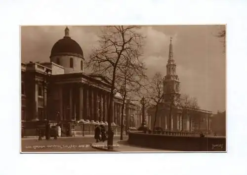 Ak London National Gallery an Saint Martins Church