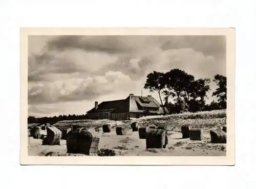 Ak Ostseebad Zingst Darß Strand mit HO Restaurant 1955