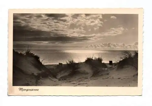 Foto Ak Morgensonne 1956 Dünen am Meer