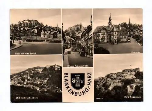 Ak Blankenburg Harz Blick auf das Schloß 1958 Rathaus Burg Regenstein