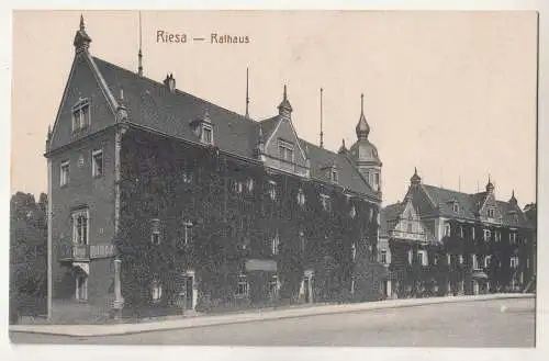 Ak Riesa Rathaus 1912 Bahnpost Zug 473  (A3563