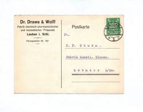 Postkarte Dr Drawe und Wolff Fabrik chemisch pharmazeutischer Präparate 1926