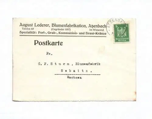 Postkarte August Lederer Blumenfabrikation 1912