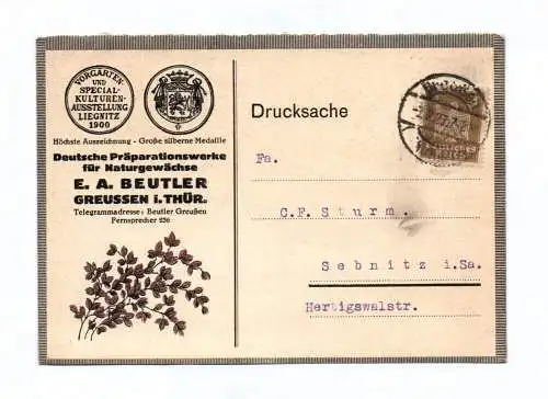 Drucksache Deutsche Präparationswerke E A Beutler Greussen Thüringen 1927