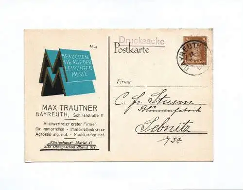 Drucksache Max Trautner Bayreuth Alleinvertreter Immortellen 1929