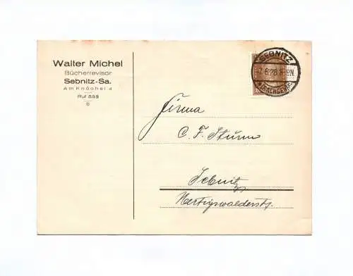 Drucksache Walter Michel Bücherrevisor Sebnitz Sachsen 1928