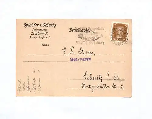 Drucksache Spindler und Schurig Seidenwaren Dresden 1928