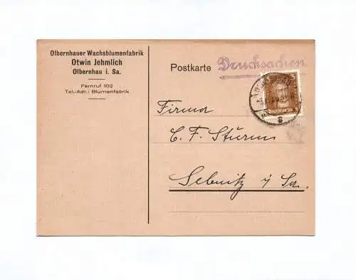 Drucksachen Otwin Jehmlich Olbernhau Sachsen 1928