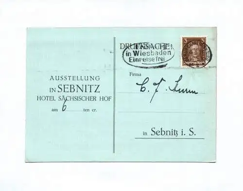 Drucksache Ausstellung in Sebnitz Hotel Sächsischer Hof 1927