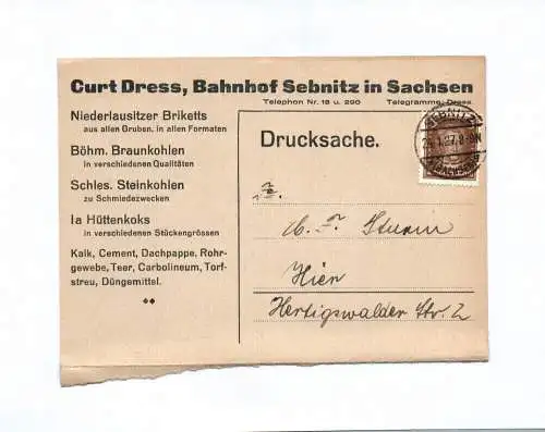 Drucksache Curt Dress Bahnhof Sebnitz 1927