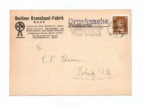 Drucksache Berliner Kranzband Fabrik 1928