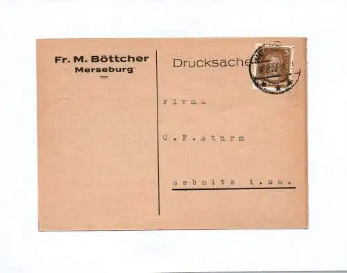 Drucksache Fr M Böttcher Merseburg 1928