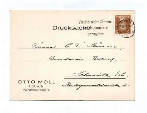 Drucksache Otto Moll Lübeck 1929