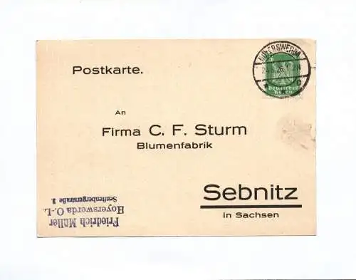 Postkarte Friedrich Müller Hoyerswerda OL 1926