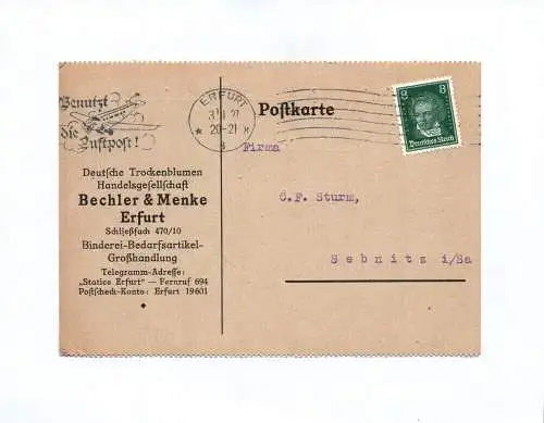 Postkarte Deutsche Trockenblumen Handelsgesellschaft Erfurt 1927