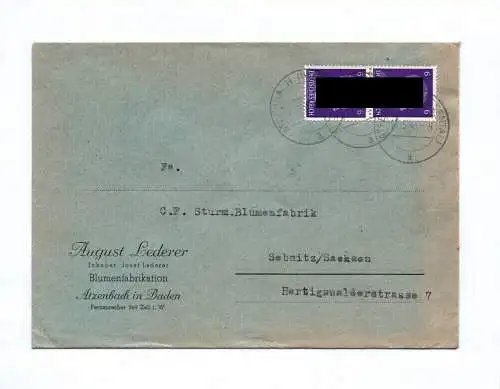 Brief August Lederer Blumenfabrikation Atzenbach in Baden 1943