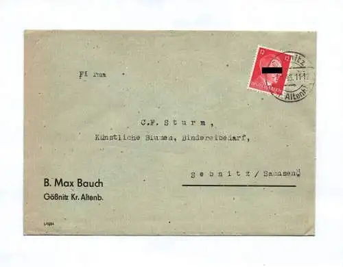 Brief B Max Bauch Gößnitz Kreis Altenberg 1943