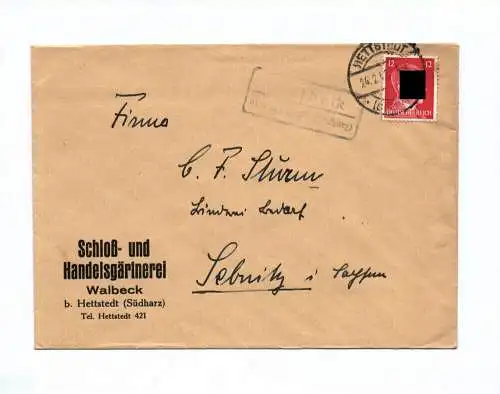 Brief Schloß und Handelsgärtnerei Walbeck Hettstedt Südharz 1942
