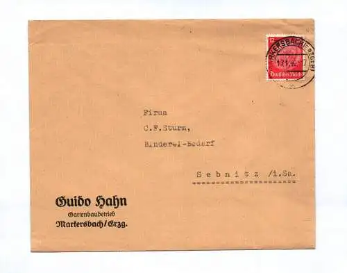 Brief Guido Hahn Gartenbaubetrieb Markersbach Erzgebirge 1942