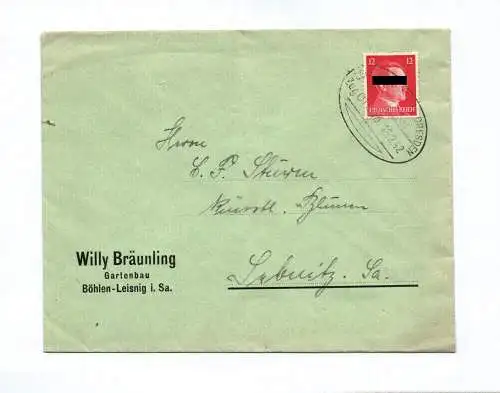 Brief Willy Bräunling Gartenbau Böhlen Leisnig Sachsen 1942